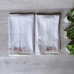 RAE DUNN naughty nice holiday cotton tea towels